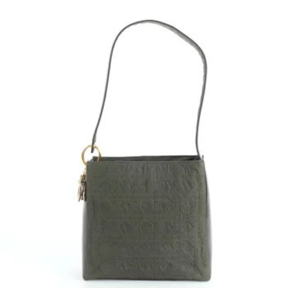 Christian Dior Cannage Leather Hobo Shoulder Bag Shoulder Ewm Khaki Green